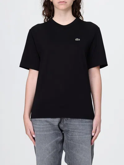 Lacoste Cotton V-neck T-shirt In Black