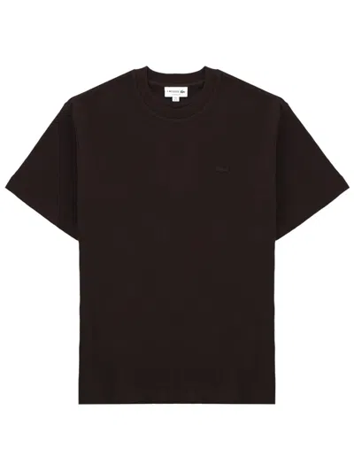 Lacoste T Shirt Con Logo In Brown