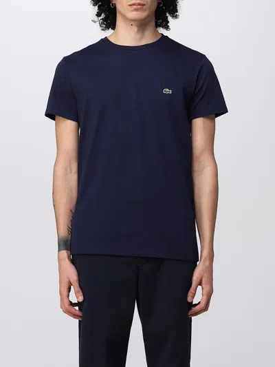 Lacoste Mens Classic Fit Cotton Jersey T-shirt In Blue