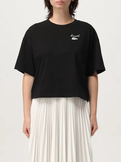 LACOSTE T-SHIRT LACOSTE WOMAN COLOR BLACK,G63098002