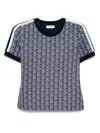 Lacoste Monogram Jacquard T-shirt In Blue