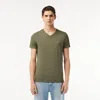 Lacoste T-shirts Mens Green Pima Cotton V-neck Short Sleeve Pullover Fts71 In Green