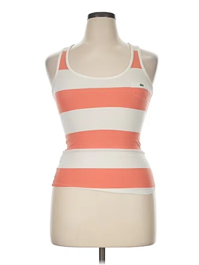 Pre-owned Lacoste Tank Top Orange Halter Neckline Tops