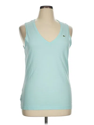 Pre-owned Lacoste Tank Top Teal V Neck Tops In Blue