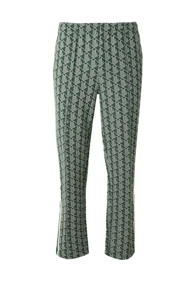 Lacoste Tapered Fit Casual Pants With Geometric Pattern In Green