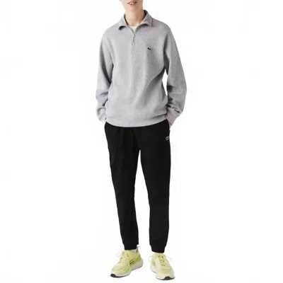 Lacoste Tapered Fit Fleece Trackpants In Black In Gray
