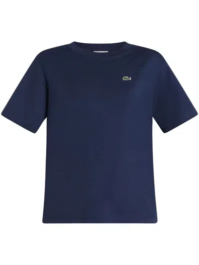 Lacoste Logo-patch Cotton T-shirt In Blue