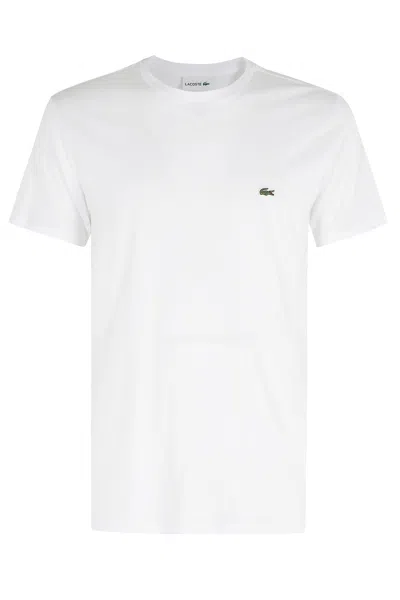 Lacoste Short Sleeve Crew Neck Pima Cotton Jersey T-shirt In White