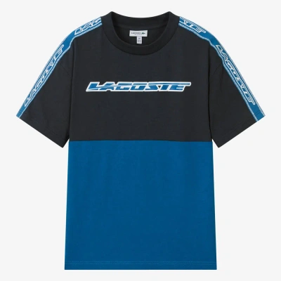 Lacoste Teen Boys Blue Cotton Racing Logo T-shirt