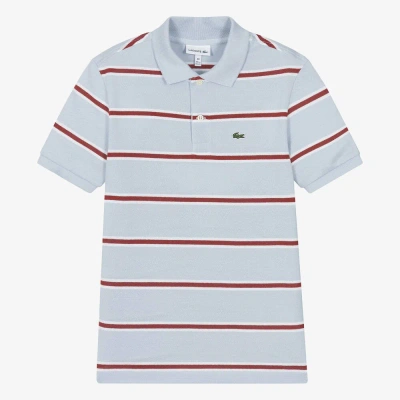 Lacoste Teen Boys Blue Striped Cotton Polo Shirt