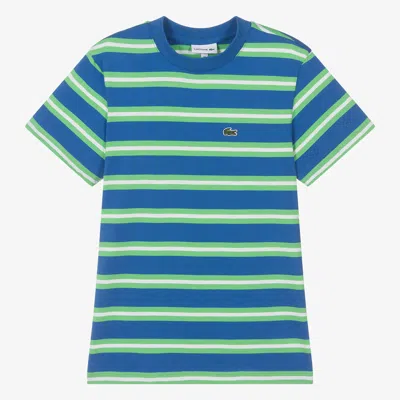 Lacoste Teen Boys Blue Striped Cotton T-shirt