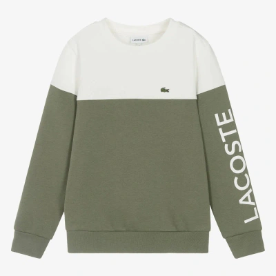 Lacoste Teen Boys Green Colourblock Sweatshirt