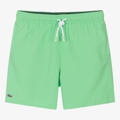 Lacoste Teen Boys Green Crocodile Swim Shorts