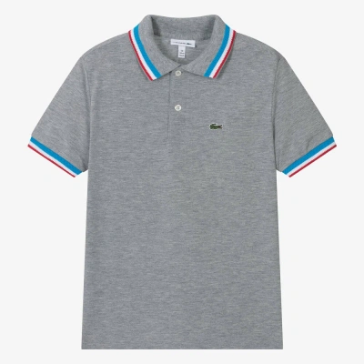 Lacoste Teen Boys Grey Tricolour Collar Polo Shirt