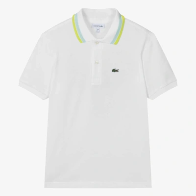 Lacoste Teen Boys White Cotton Polo Shirt