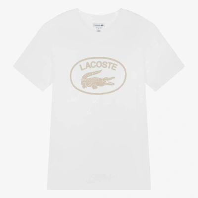 Lacoste Teen Boys White Cotton T-shirt