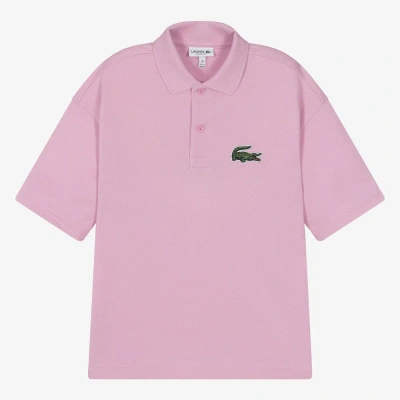 Lacoste Teen Pink Cotton Crocodile Polo Shirt