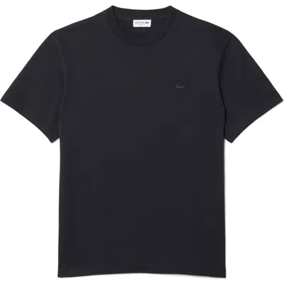 Lacoste Tennis Court Cotton Graphic T-shirt In Black