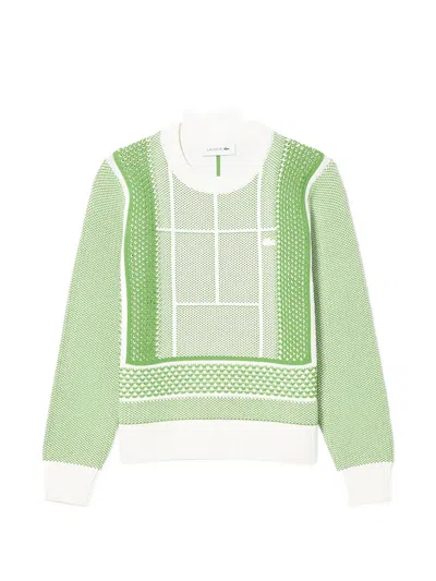 Lacoste Tennis Court-jacquard Sweater In Green