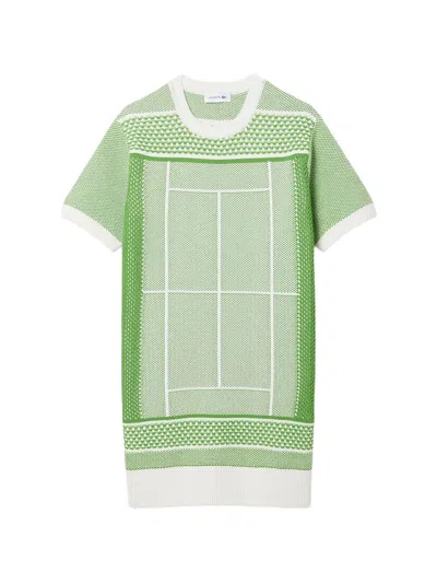 Lacoste Tennis Court-motif Mini Dress In Green