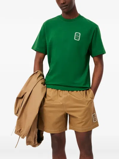 Lacoste Tennis Print Cotton Jersey T-shirt In Green