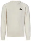 Lacoste Logo Sweatshirt With Ribbed Cuffs And Hem In White