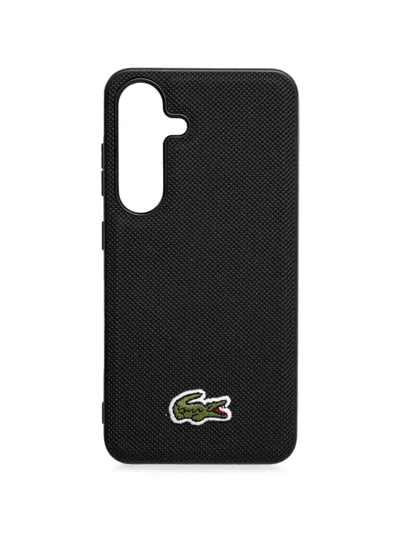 Lacoste Textured Logo Phone Case In Black