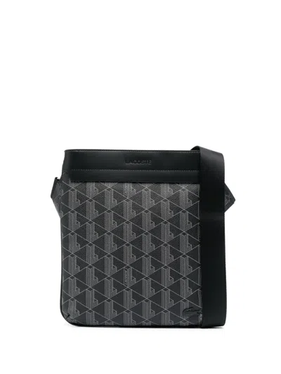 Lacoste The Blend Monogram Messenger Bag In Black
