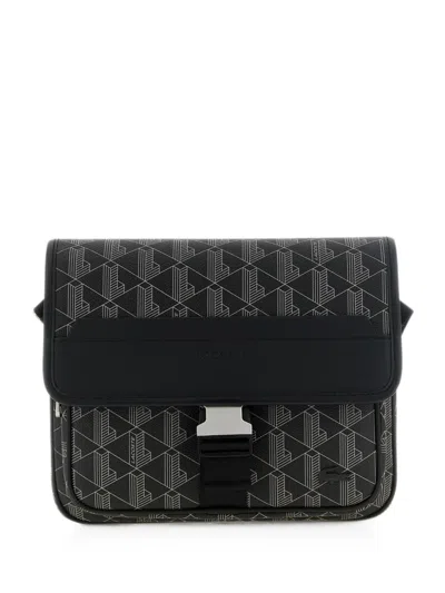 Lacoste The Blend Monogram-pattern Messenger Bag In 黑色