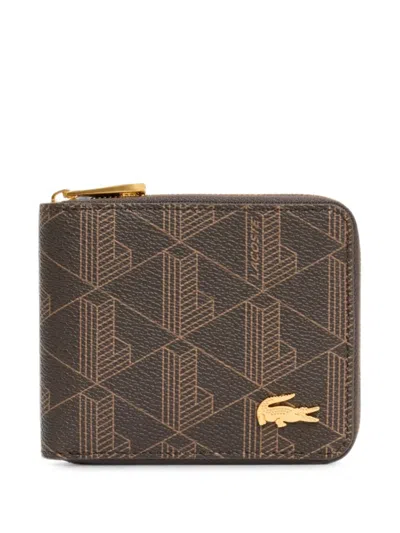 Lacoste The Blend Monogram-print Wallet In Brown
