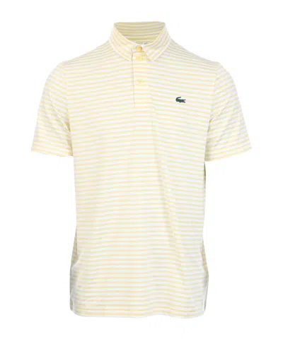Lacoste Thinstriped Shortsleeve Polo Shirt In White