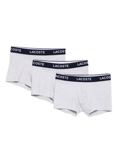 Lacoste Three-pack Cotton Boxers In Gray