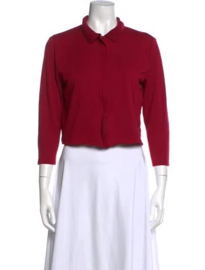 Pre-owned Lacoste Three-quarter Sleeve Polo In Red