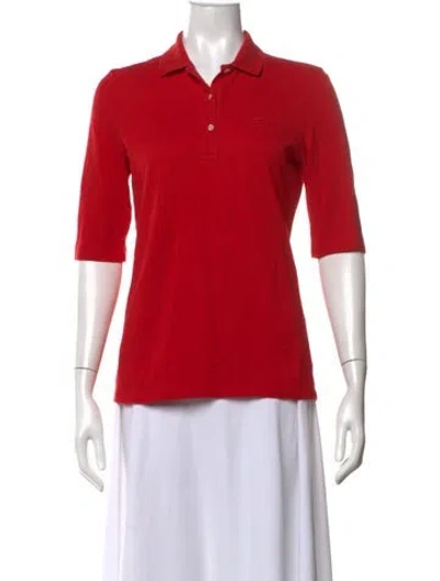 Pre-owned Lacoste Three-quarter Sleeve Polo In Red