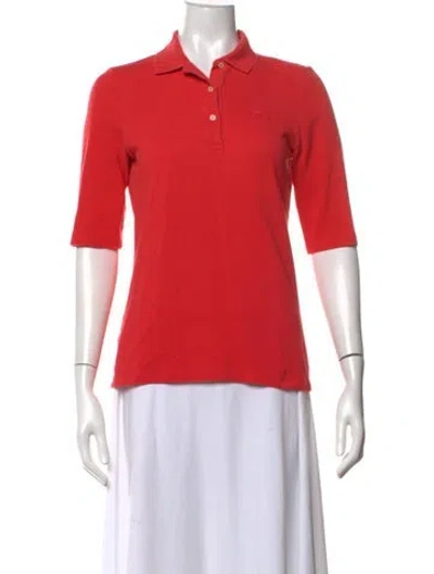 Pre-owned Lacoste Three-quarter Sleeve Polo In Red