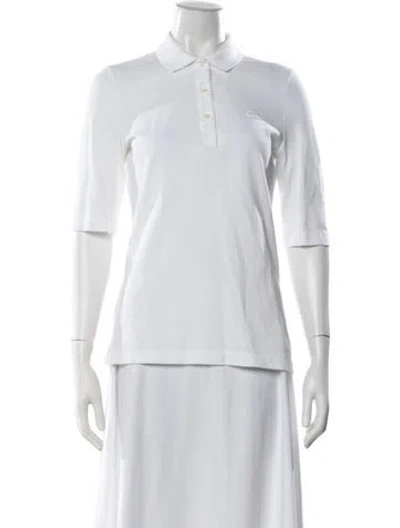 Pre-owned Lacoste Three-quarter Sleeve Polo In White