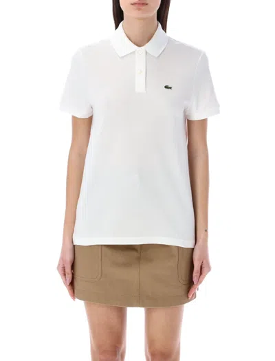 Lacoste Timeless Cotton Polo Shirt With Classic Collar - Size 36 In White
