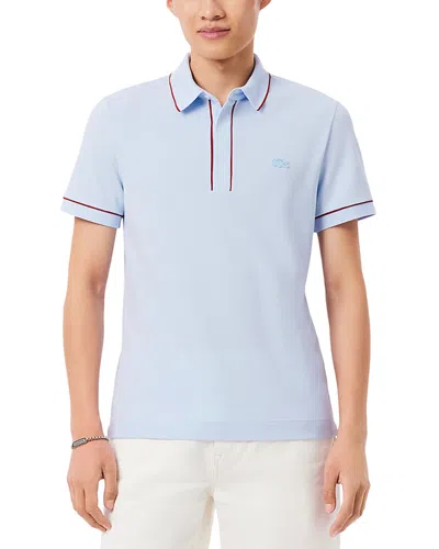 Lacoste Tipped Short Sleeve Polo Shirt In Blue