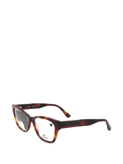 Lacoste Tortoiseshell-effect Rectangle-frame Glasses In Brown
