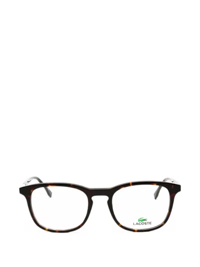 Lacoste Tortoiseshell-effect Round-frame Glasses In Brown