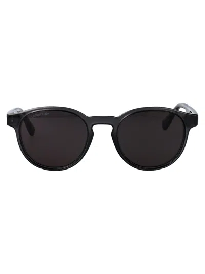 Lacoste Transparent Dark Grey Acetate Sunglasses In Black
