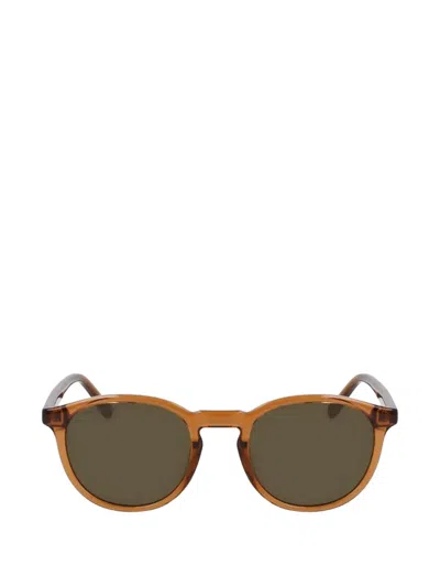 Lacoste Transparent Round-frame Sunglasses In Brown