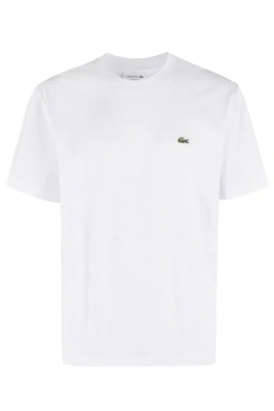 Lacoste Short Sleeve Crew Neck Pima Cotton Jersey T-shirt In White