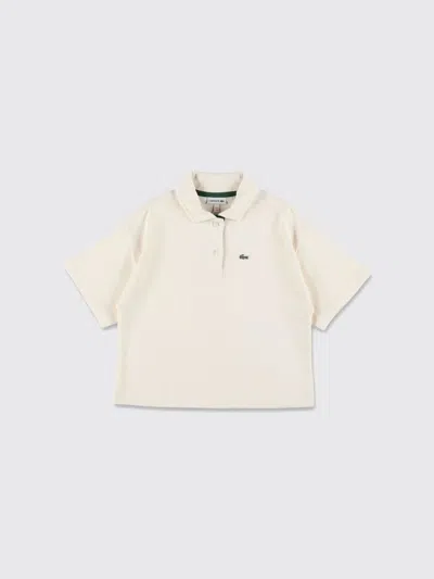 Lacoste Kids'  Tシャツ ボーイ カラー ホワイト In Brown