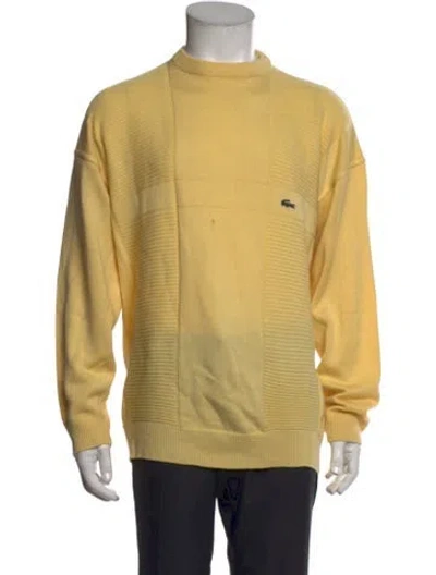 Pre-owned Lacoste Turtleneck Long Sleeve Cardigan In Yellow