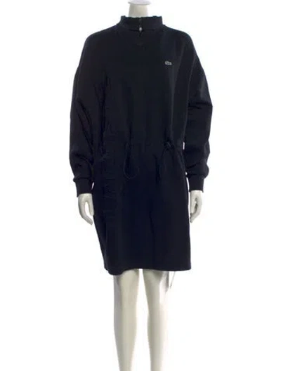 Pre-owned Lacoste Turtleneck Mini Dress In Black