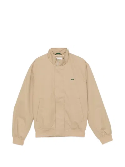 Lacoste Twill Harrington Jacket In Brown
