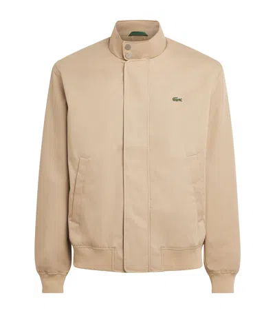 Lacoste Twill Water-repellent Harrington Jacket In Neutral