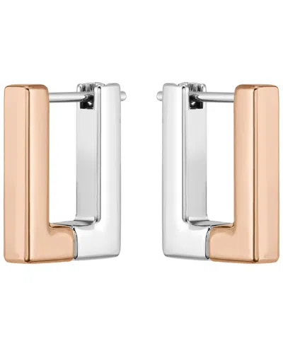 Lacoste Two Tone Carnation Gold Tone 'l' Earrings