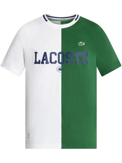 Lacoste Two-tone Logo-print T-shirt In White
